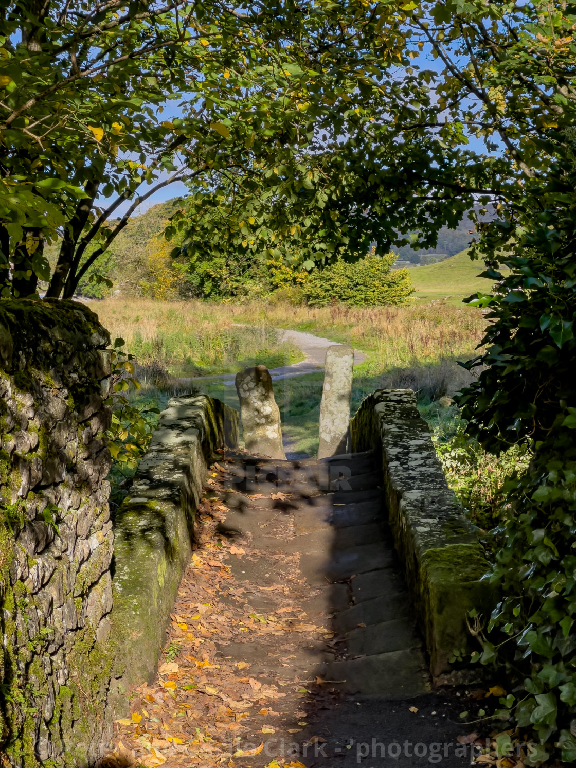 "Packhorse Bridge, Little Emily's Bridge, Linton in Craven." stock image