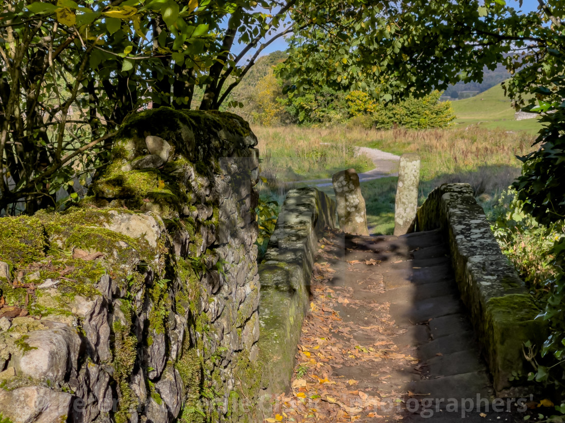 "Packhorse Bridge, Little Emily's Bridge, Linton in Craven." stock image