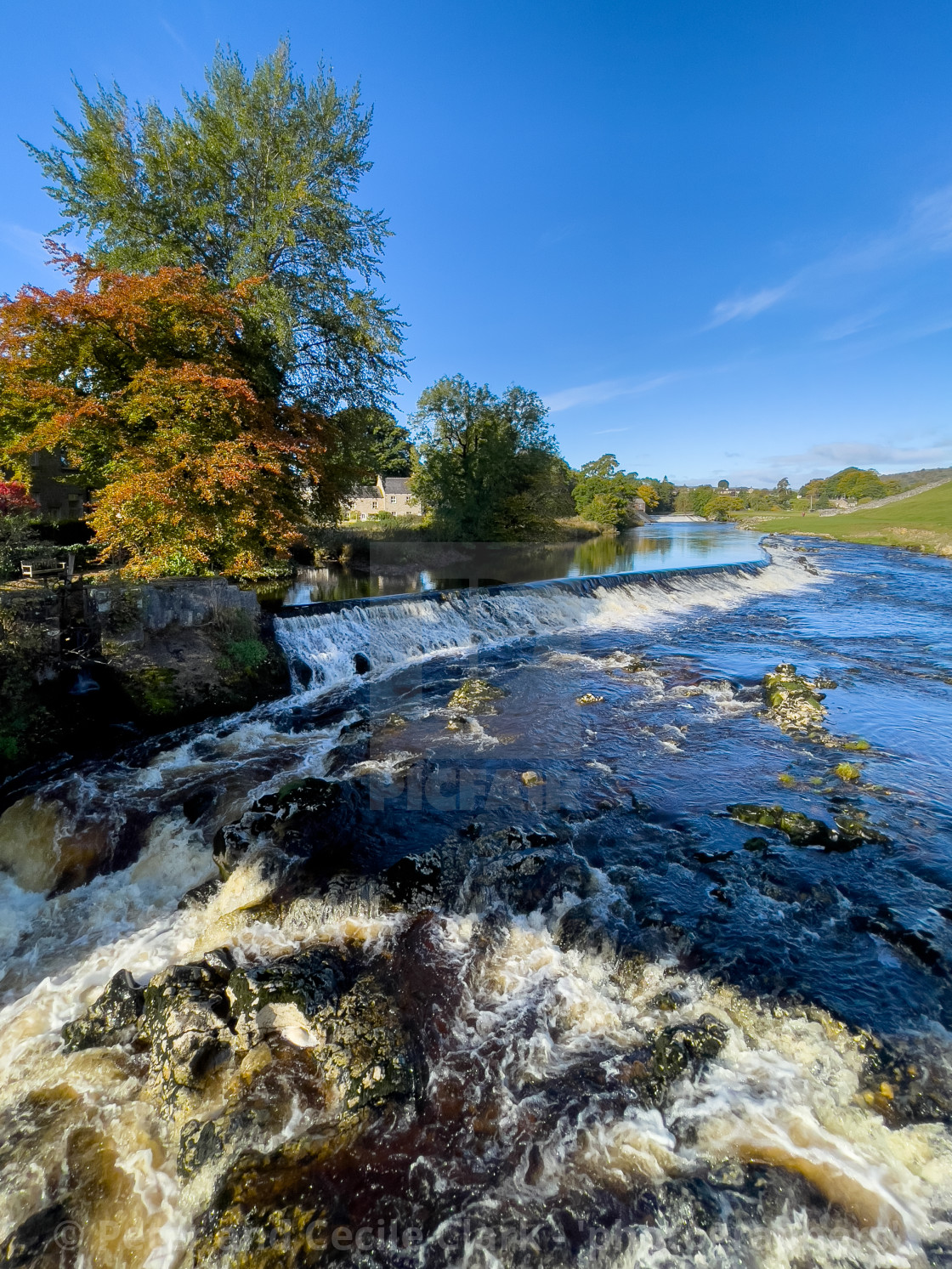 "Linton Falls a Waterfall on the River Wharfe." stock image