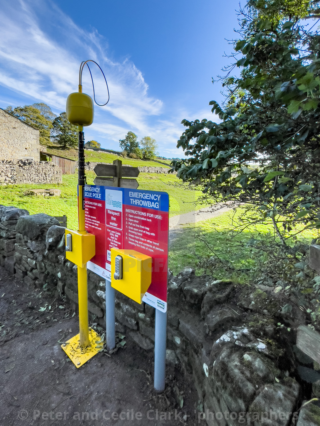 "Water Safety Equipment. Linton Falls." stock image