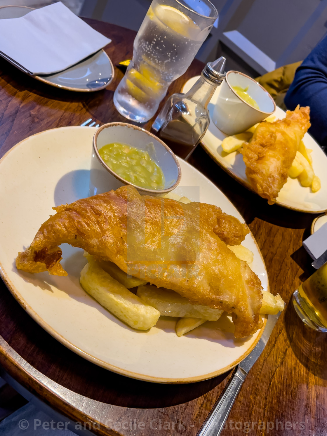 "Fish and Chips with Mushy Peas." stock image