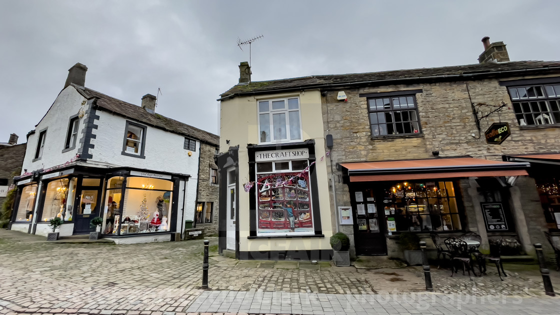 "Grassington, shops." stock image