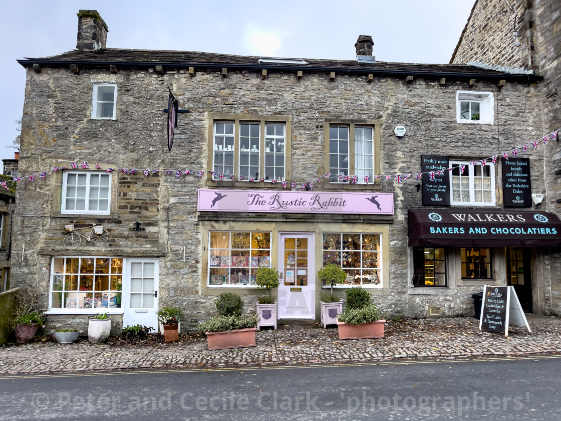 "Grassington, shops." stock image