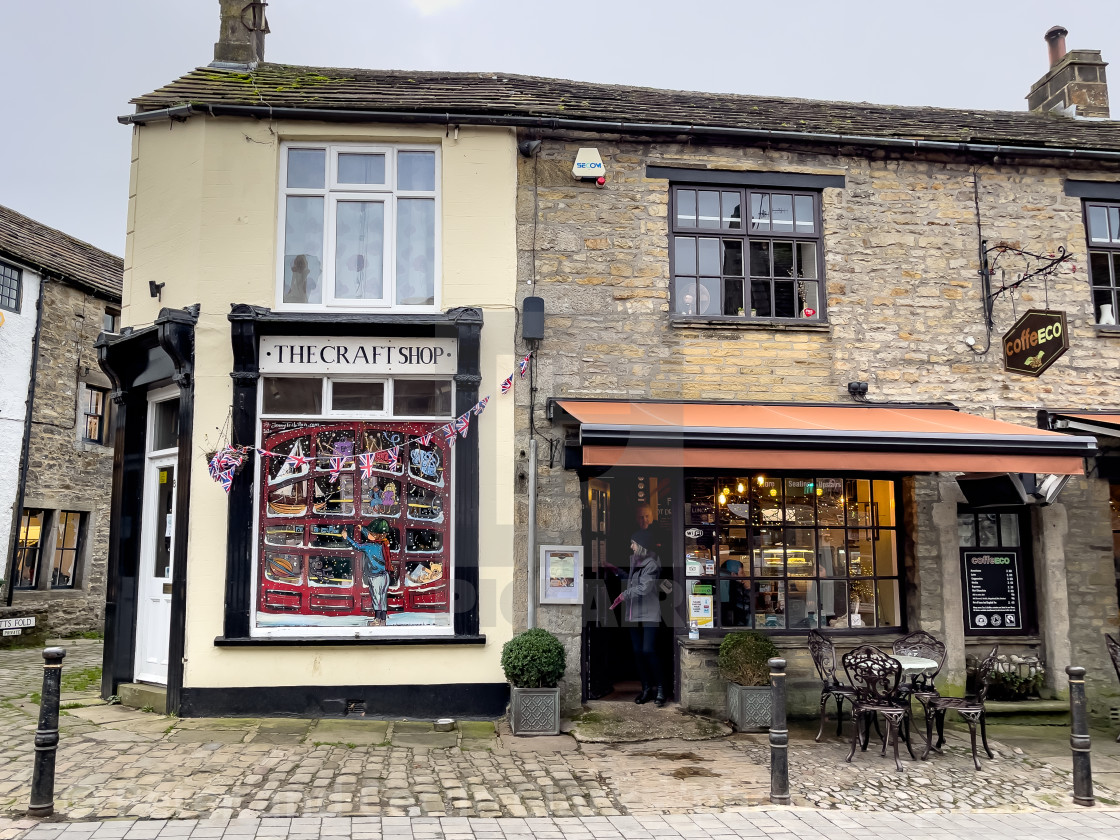 "Grassington, shops." stock image