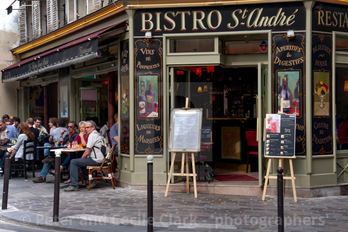 "Paris, Restaurant, Pavement Cafe. Le St Andre." stock image