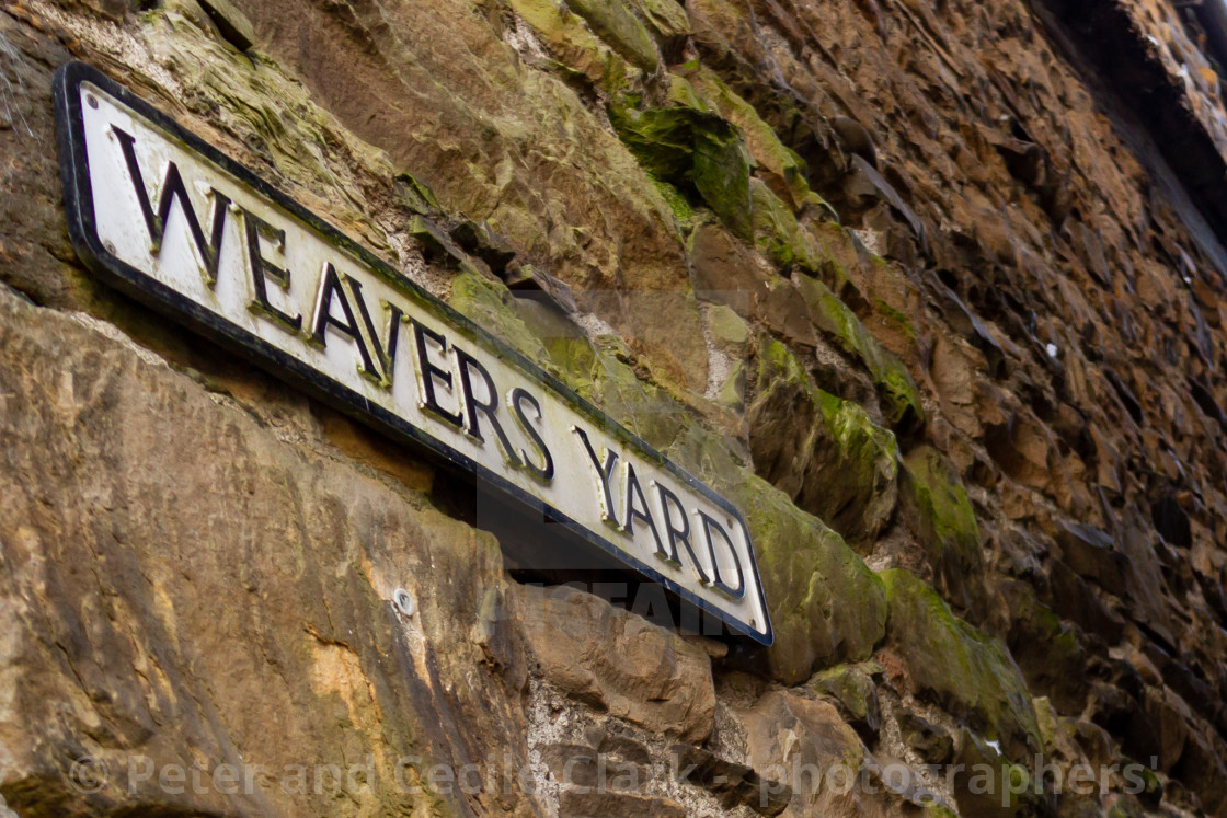 "Weavers Yard, Street Sign, Sedbergh." stock image