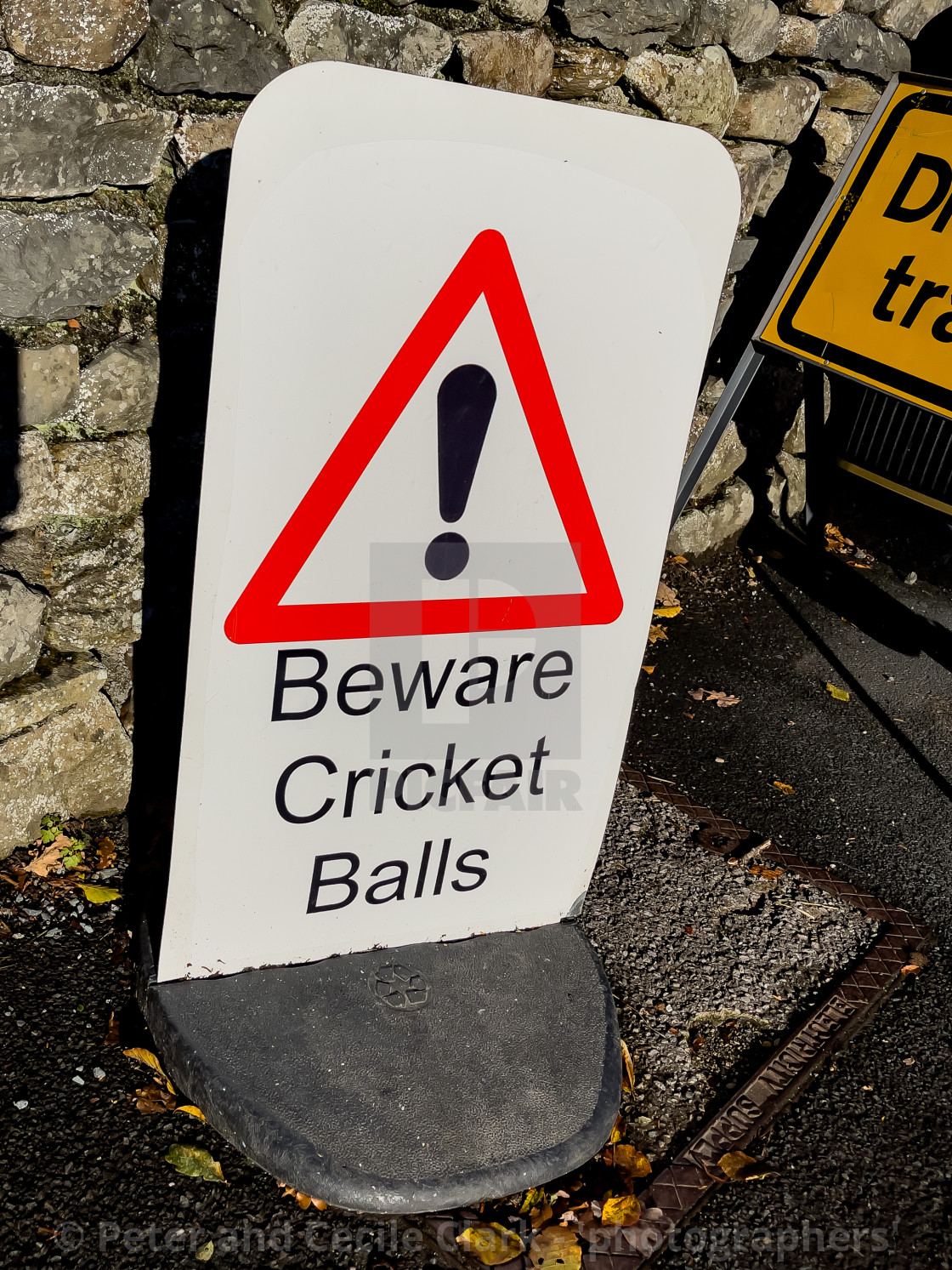 "Cricket Balls Beware, Sedbergh." stock image