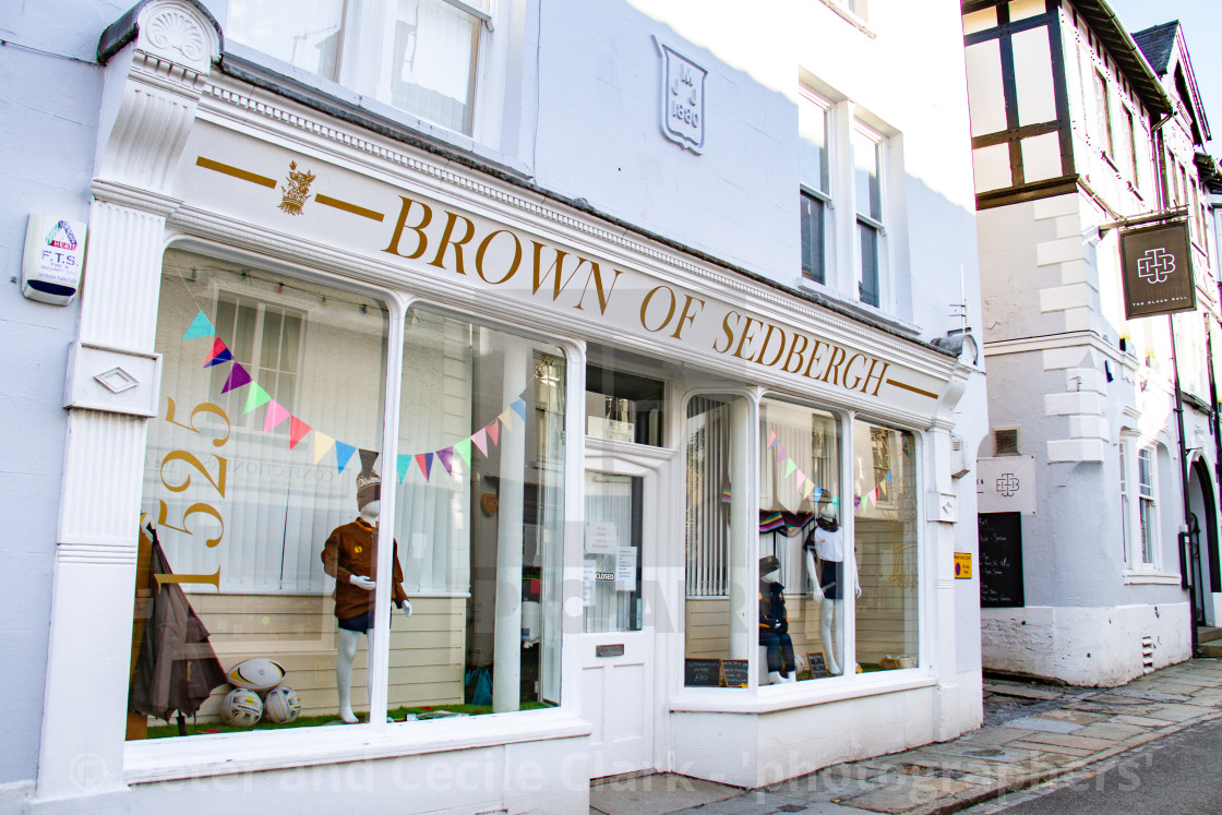 "Sedbergh Shop, School Outfitter, Brown of Sedbergh." stock image