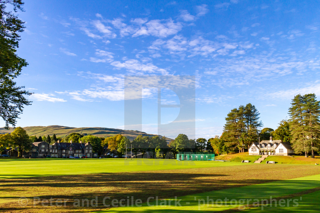 "Sedbergh School Cricket Ground." stock image