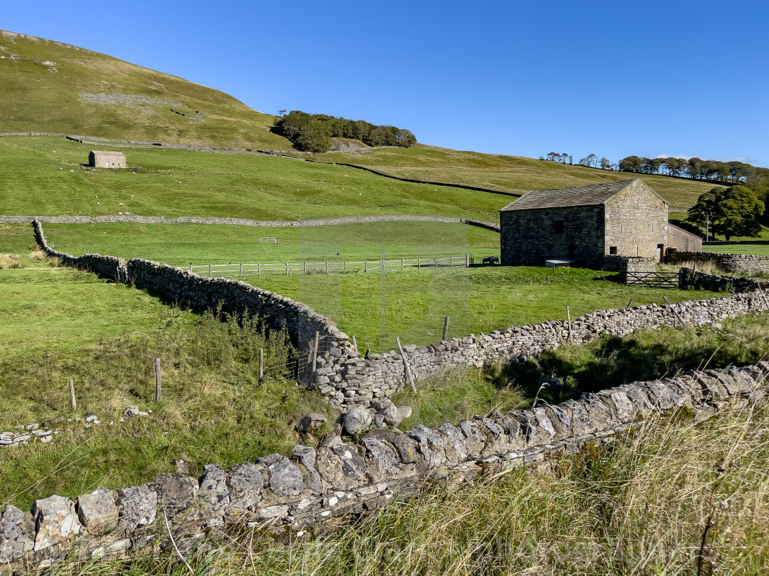 "Cumbria Meadow and Barns" stock image