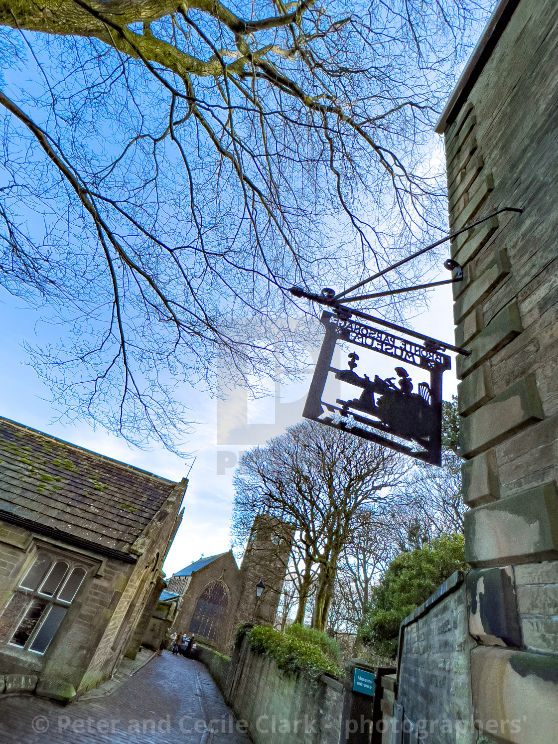 "Bronte Parsonage, Haworth, Bronte Country, Yorkshire. Hanging sign." stock image