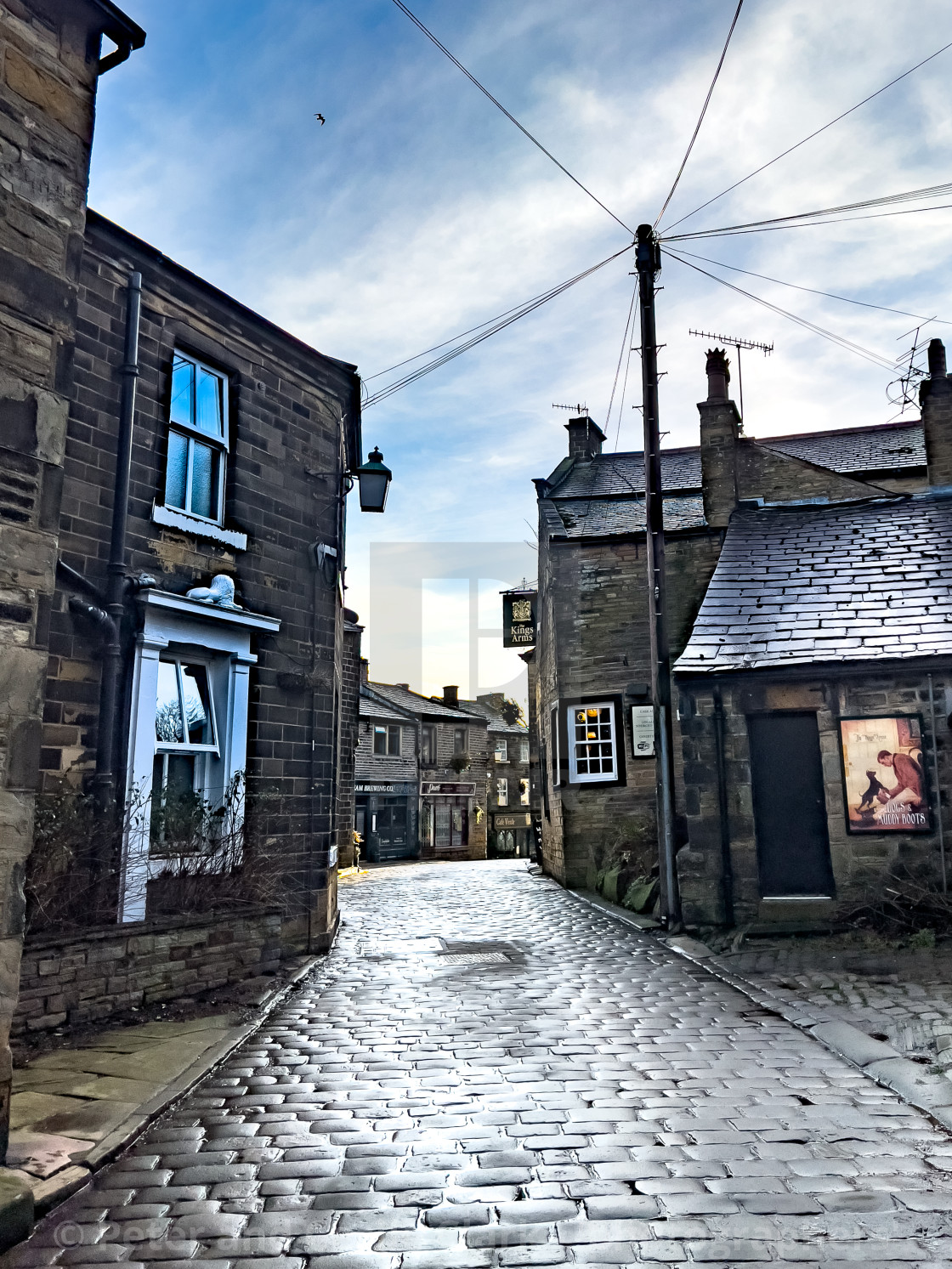 "Haworth Main Street. Bronte Country, Yorkshire." stock image