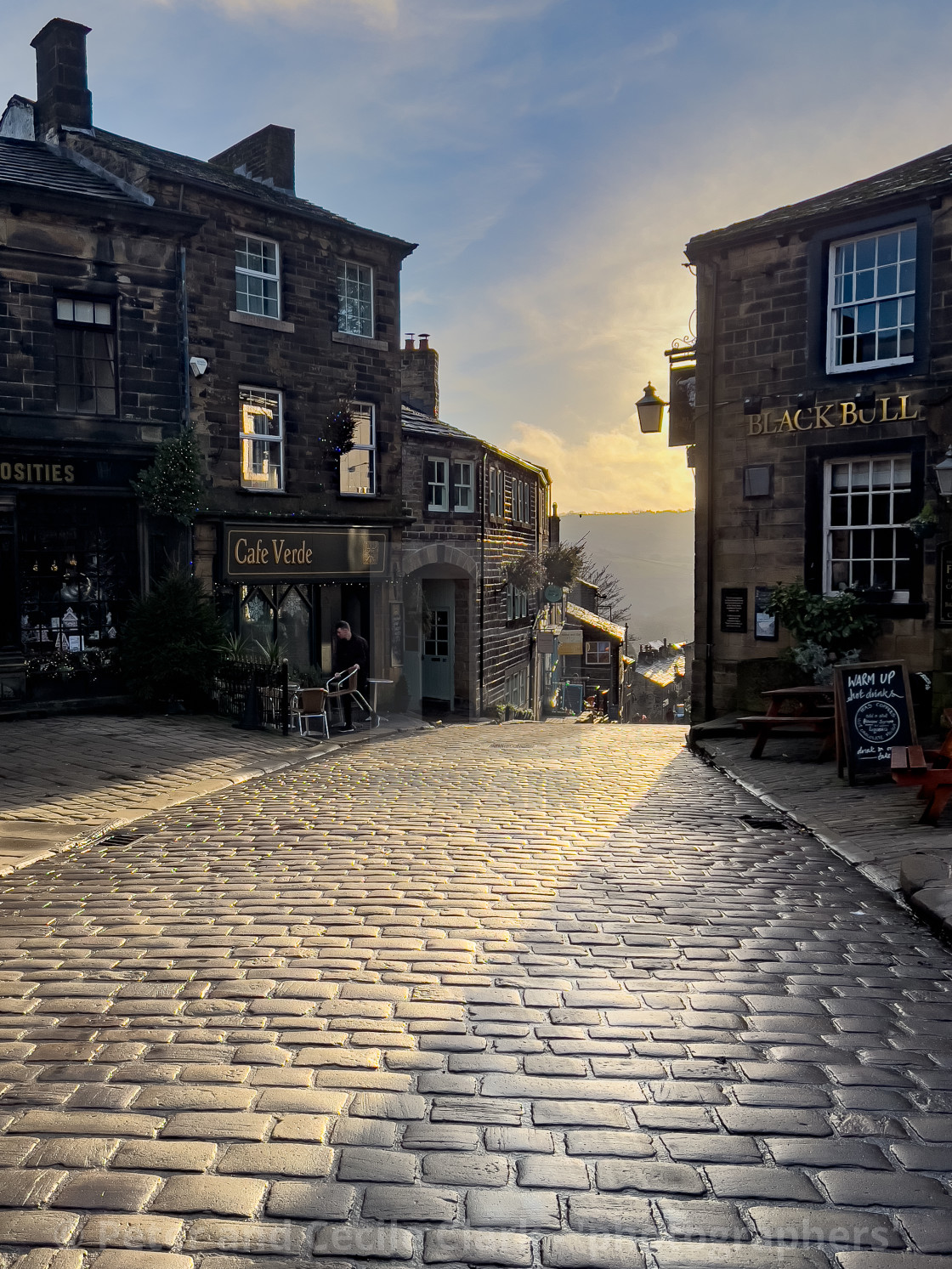 "Haworth Main Street, The Square, Setts and Shops" stock image