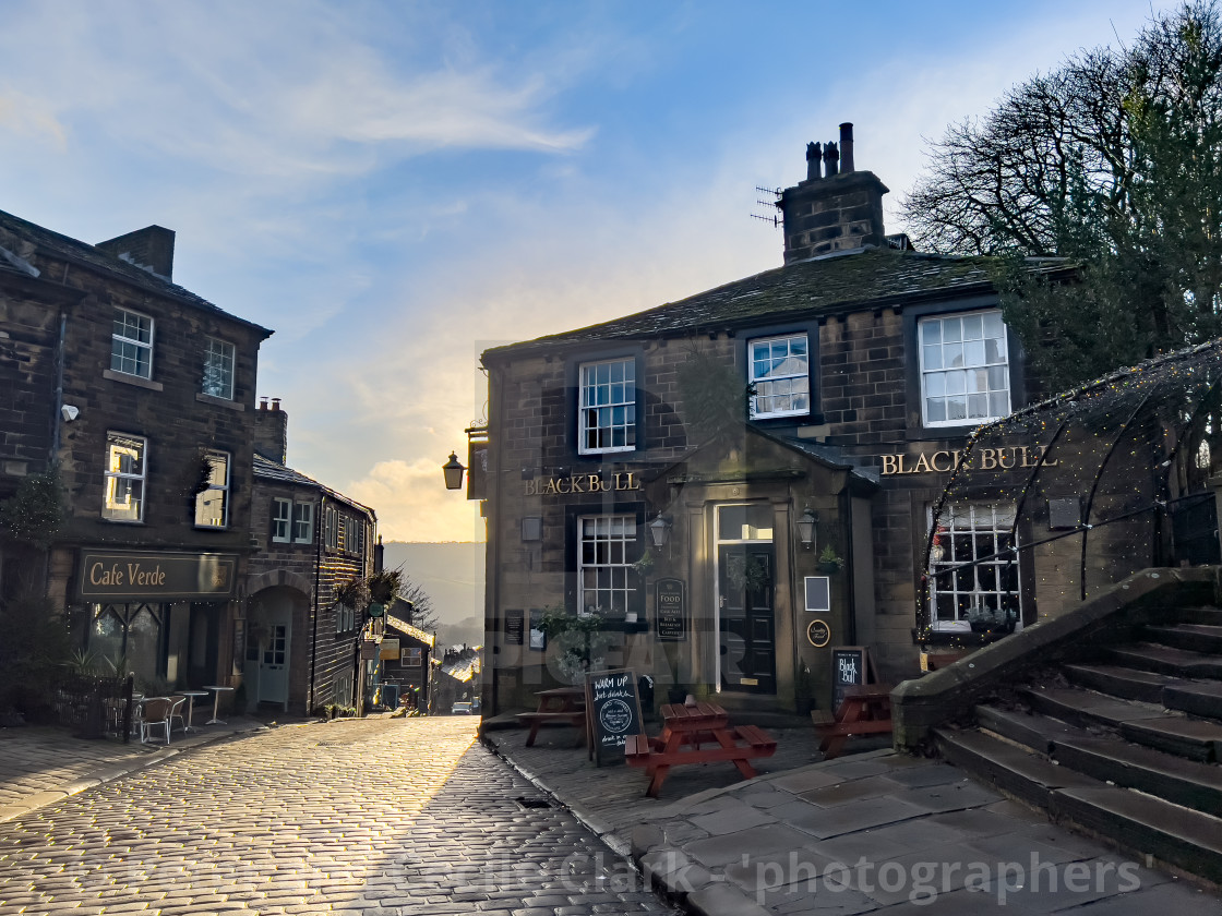 "Haworth Main Street, The Square, Setts and Shops" stock image