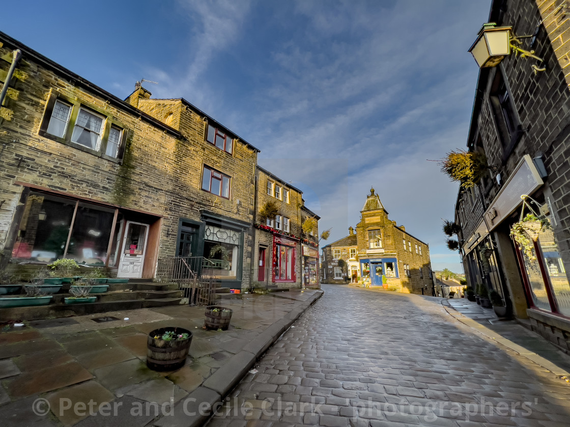 "Haworth Main Street, The Square, Setts and Shops" stock image