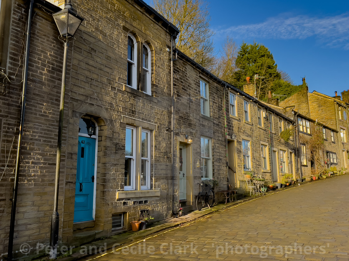 "Haworth Main Street, Setts and Cottages" stock image