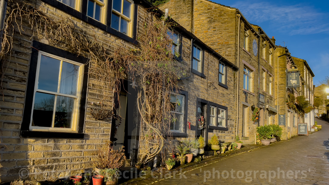 "Haworth Main Street, Setts and Cottages" stock image