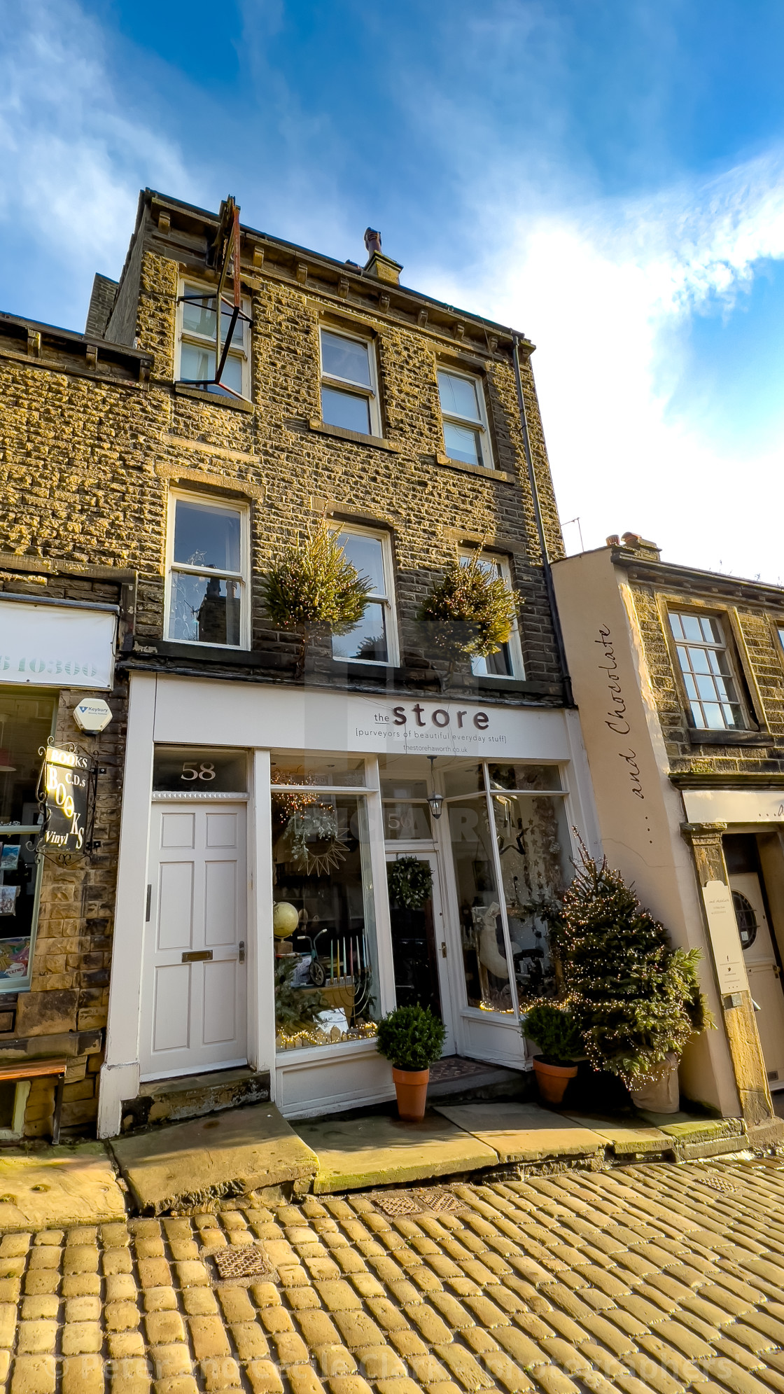 "Haworth Main Street, Setts and Shops" stock image