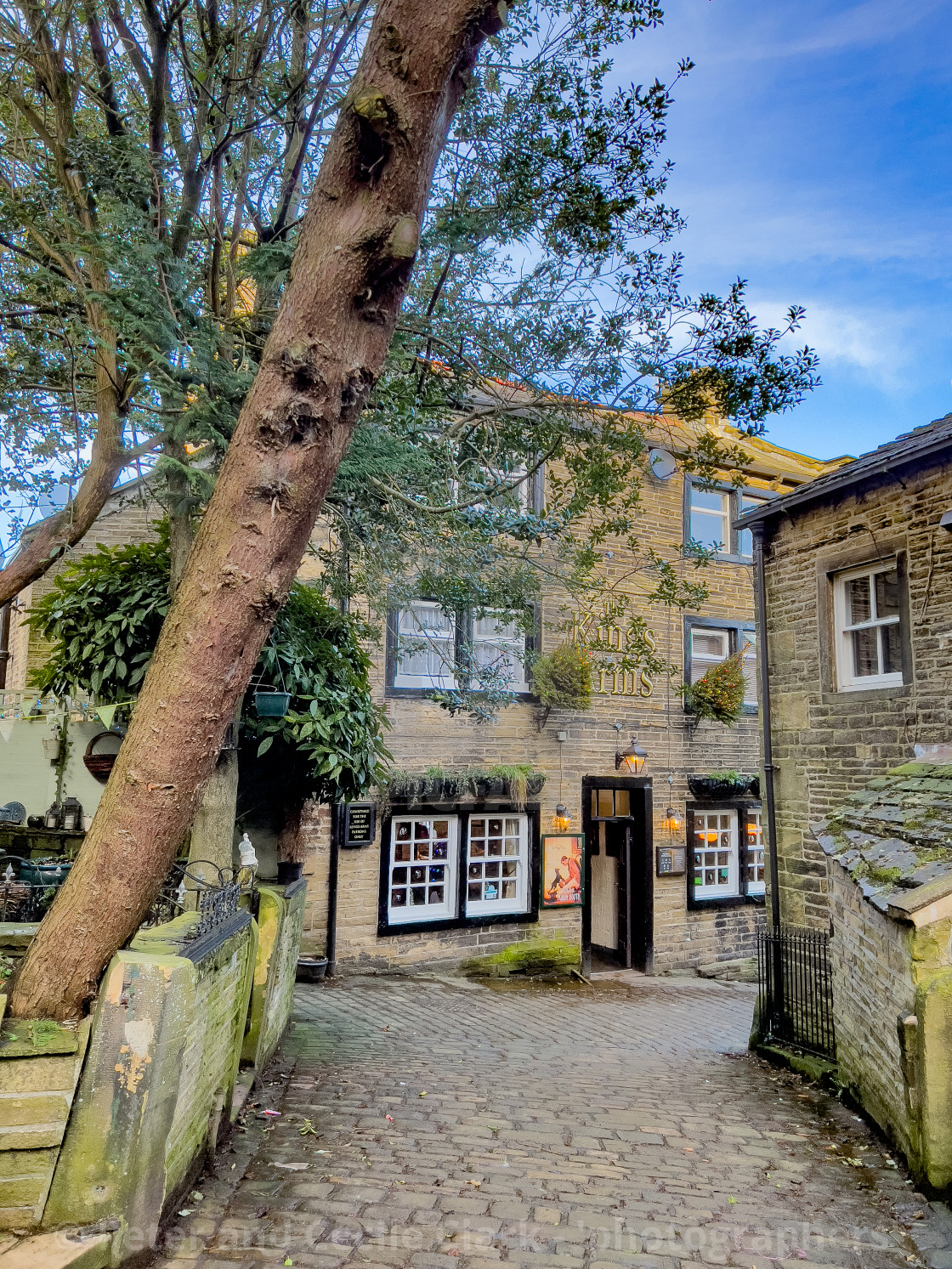 "Kings Arms, Church Street, Haworth." stock image