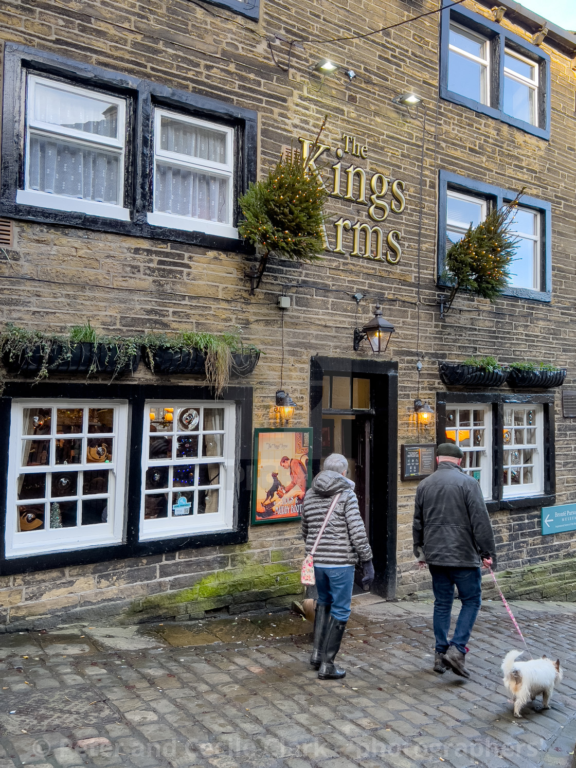 "Kings Arms, Church Street, Haworth." stock image