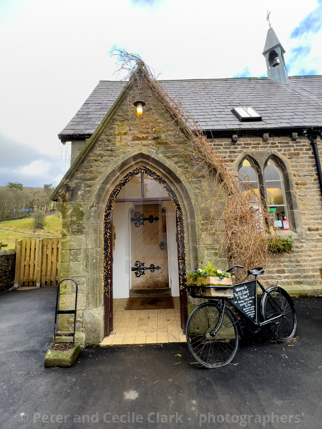 "Hebden, The Old School Tearoom." stock image