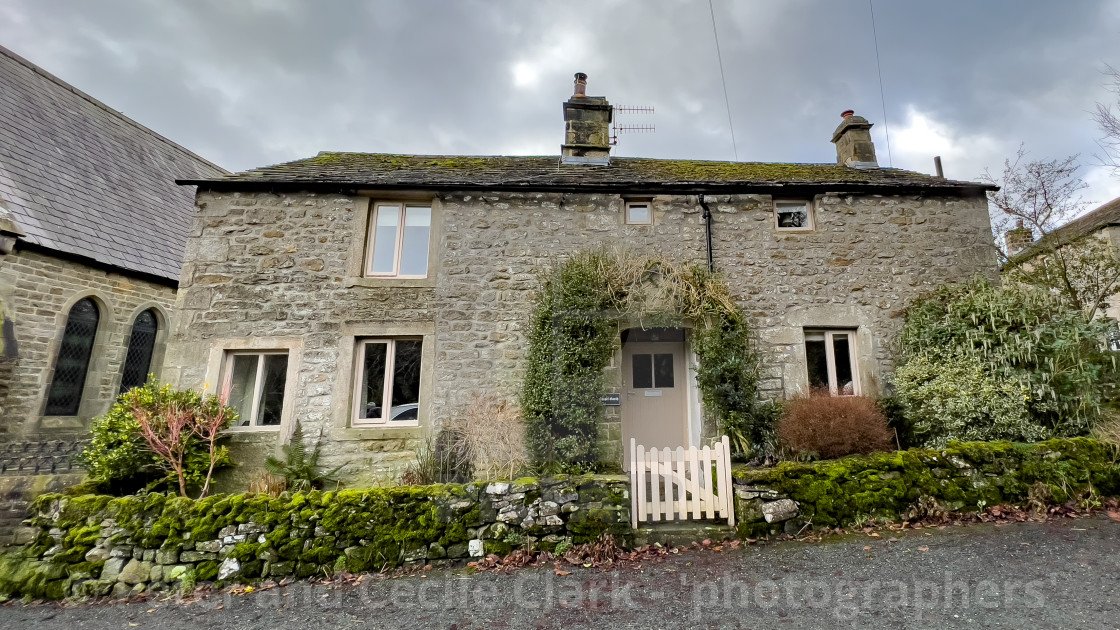 "Hebden, Near Grassington, Cottage." stock image