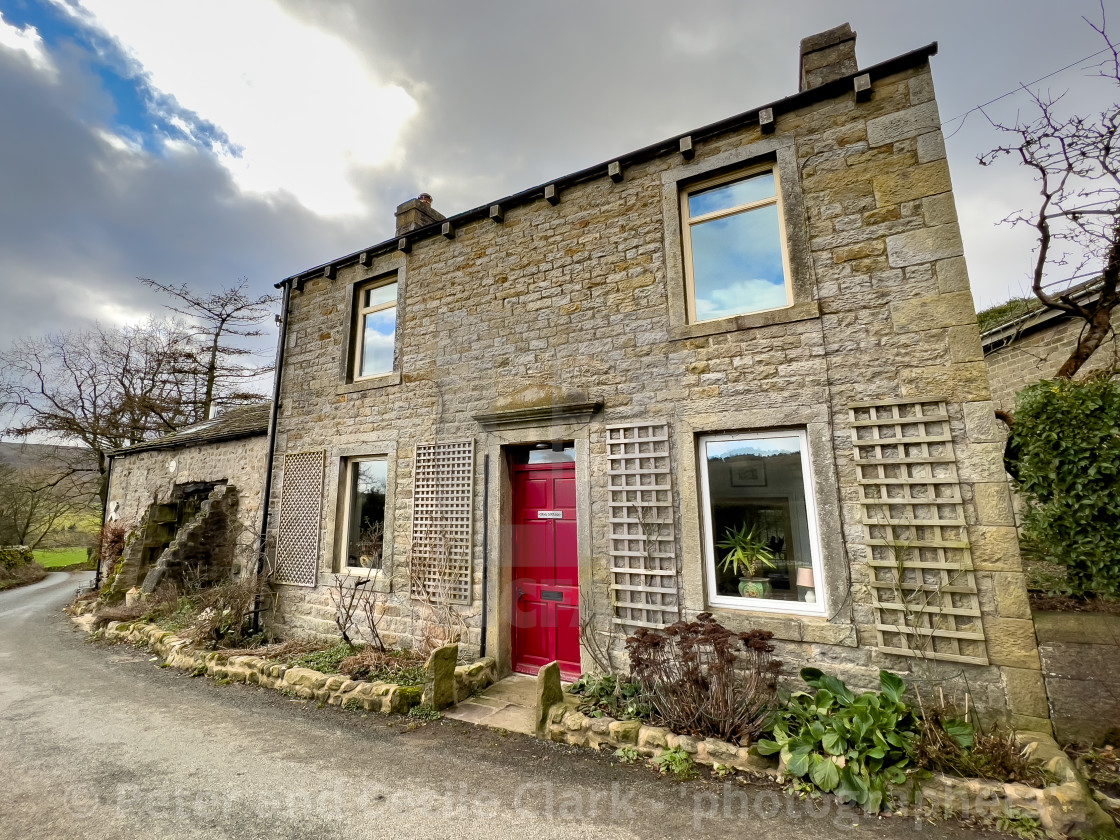 "Hebden, Near Grassington, Cottage." stock image