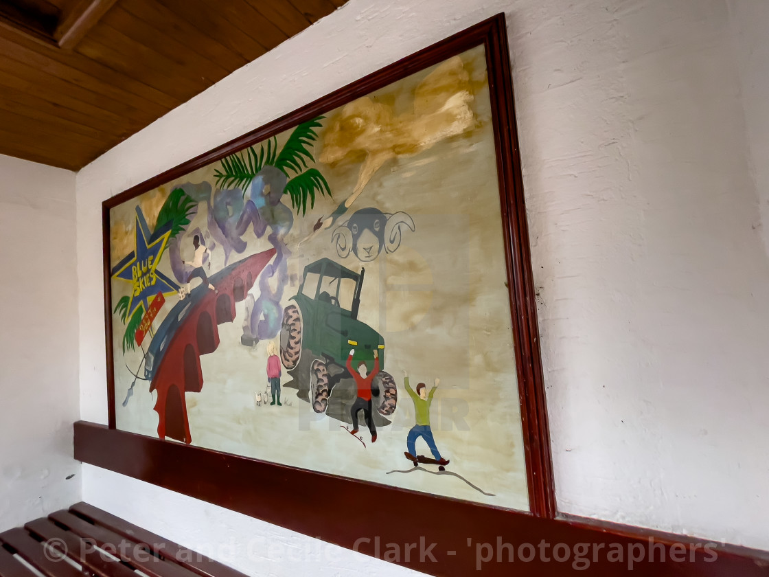 "Bus Stop Mural, Dent, Dentdale." stock image