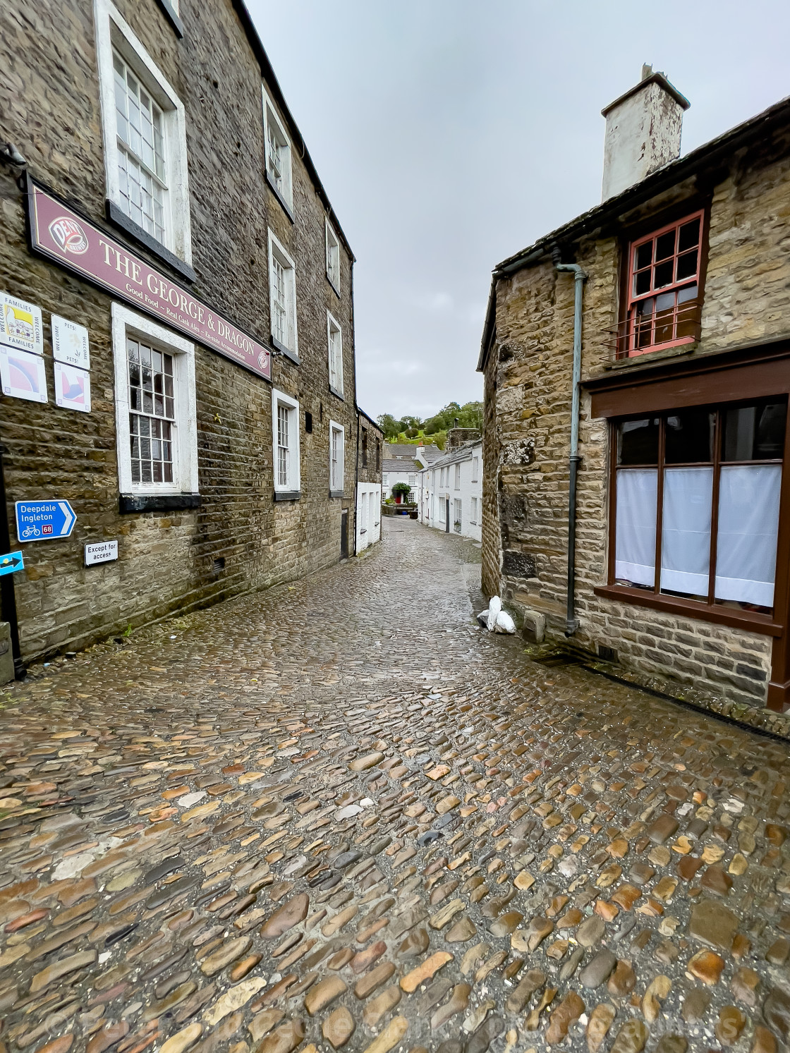 "Dent, Cobbled Street, Dentdale." stock image