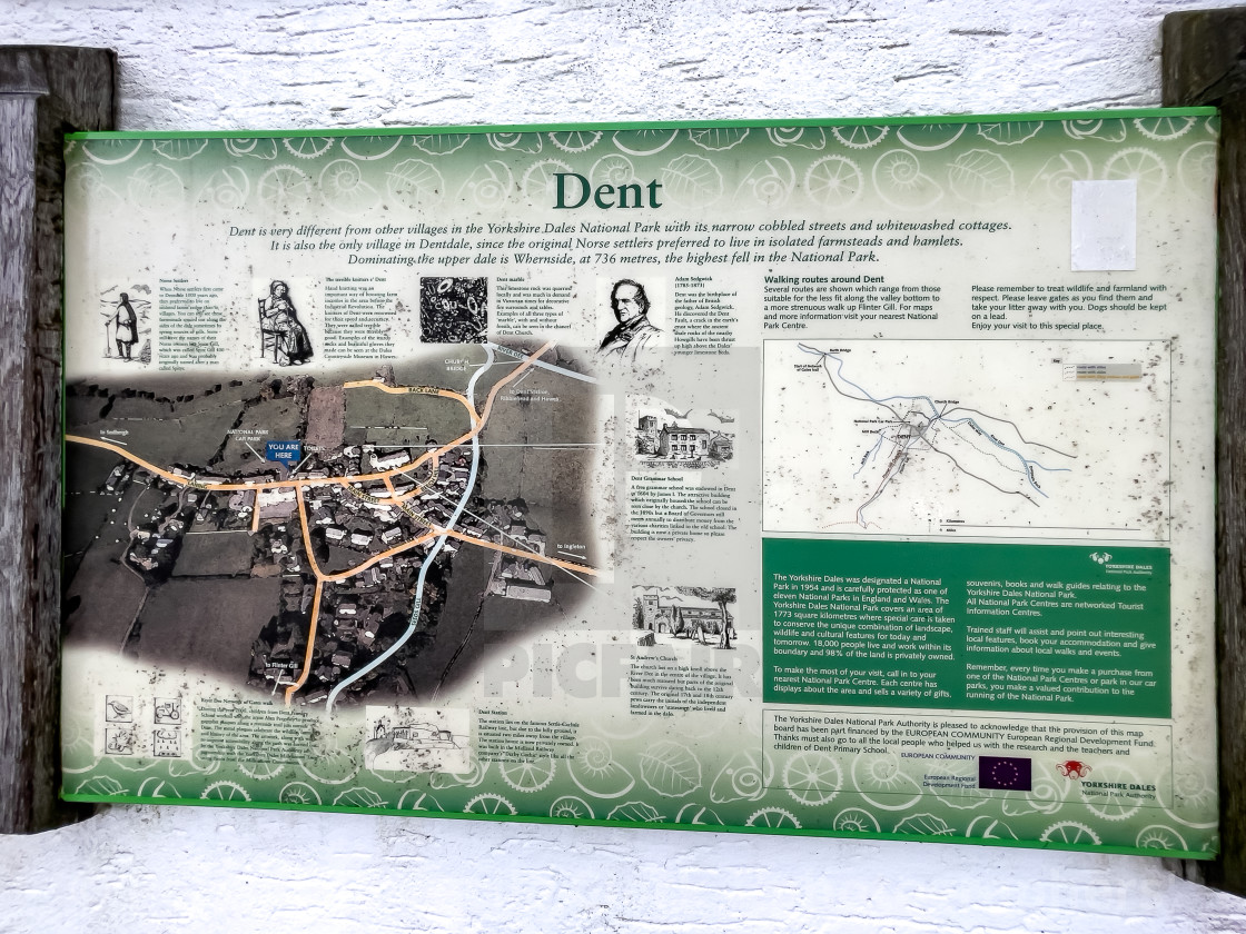 "Dent, Information Board. Dentdale." stock image