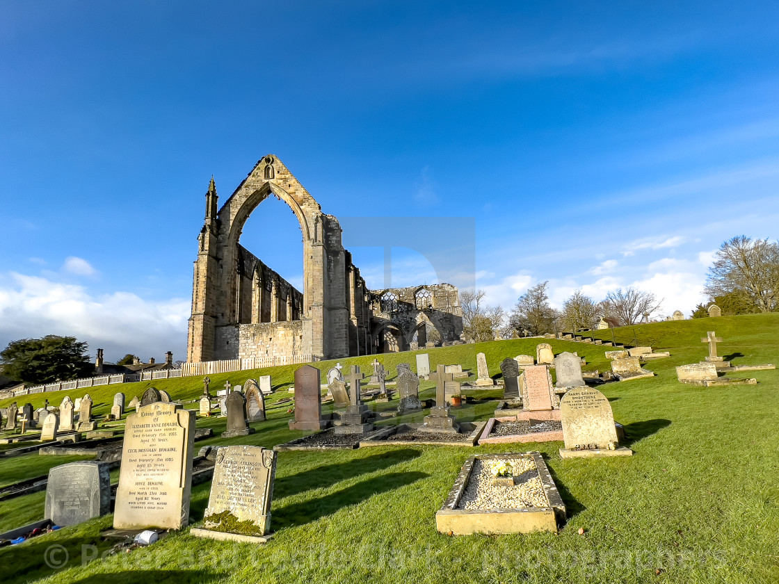 "Bolton Abbey Priory, Yorkshire, The Ruins." stock image