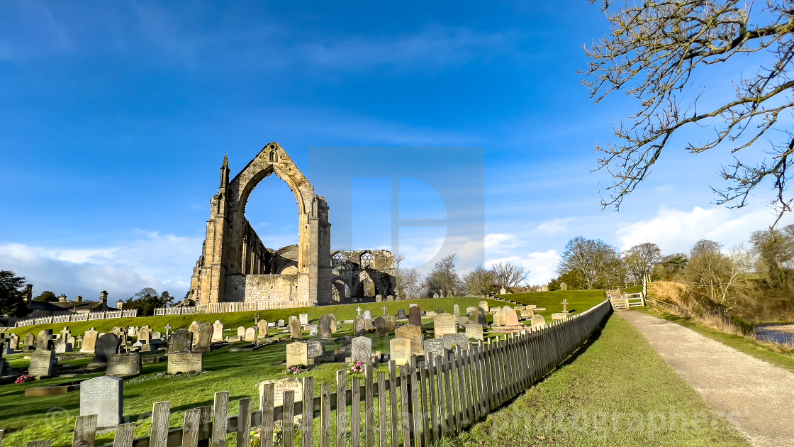 "Bolton Abbey Priory, Yorkshire, The Ruins." stock image