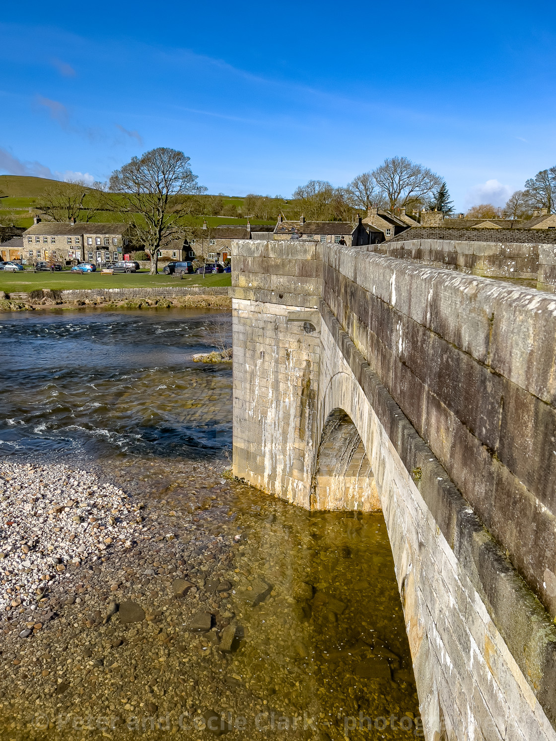 "Burnsall Bridge, over The River Wharfe, Burnsall." stock image