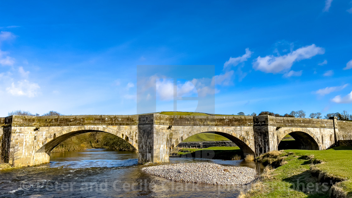 "Burnsall Bridge, over The River Wharfe, Burnsall." stock image