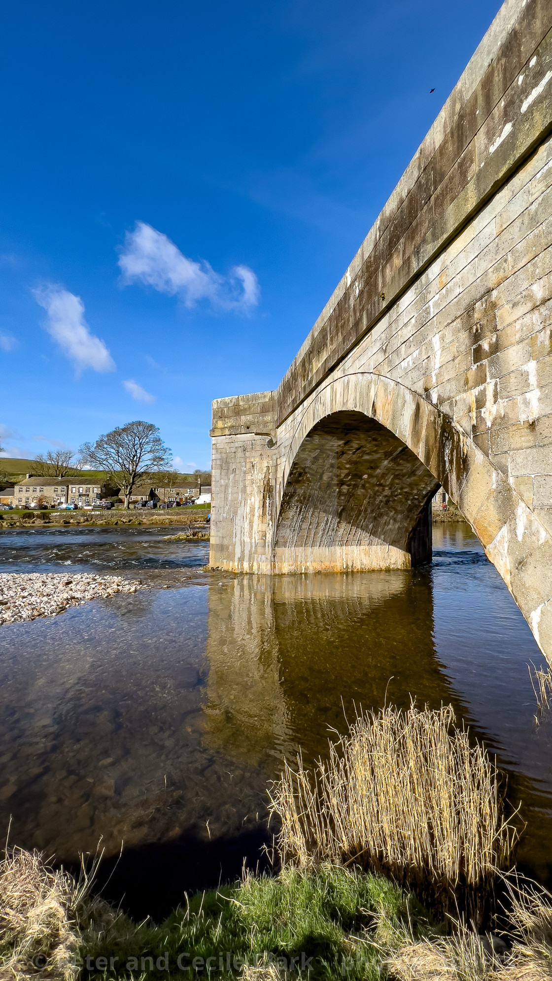 "Burnsall Bridge, over The River Wharfe, Burnsall." stock image