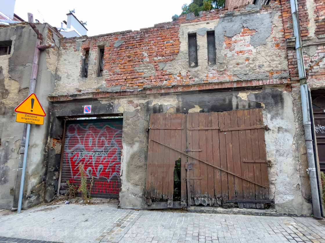 "Dilapidated Industrial Street Scene, Gliwice," stock image