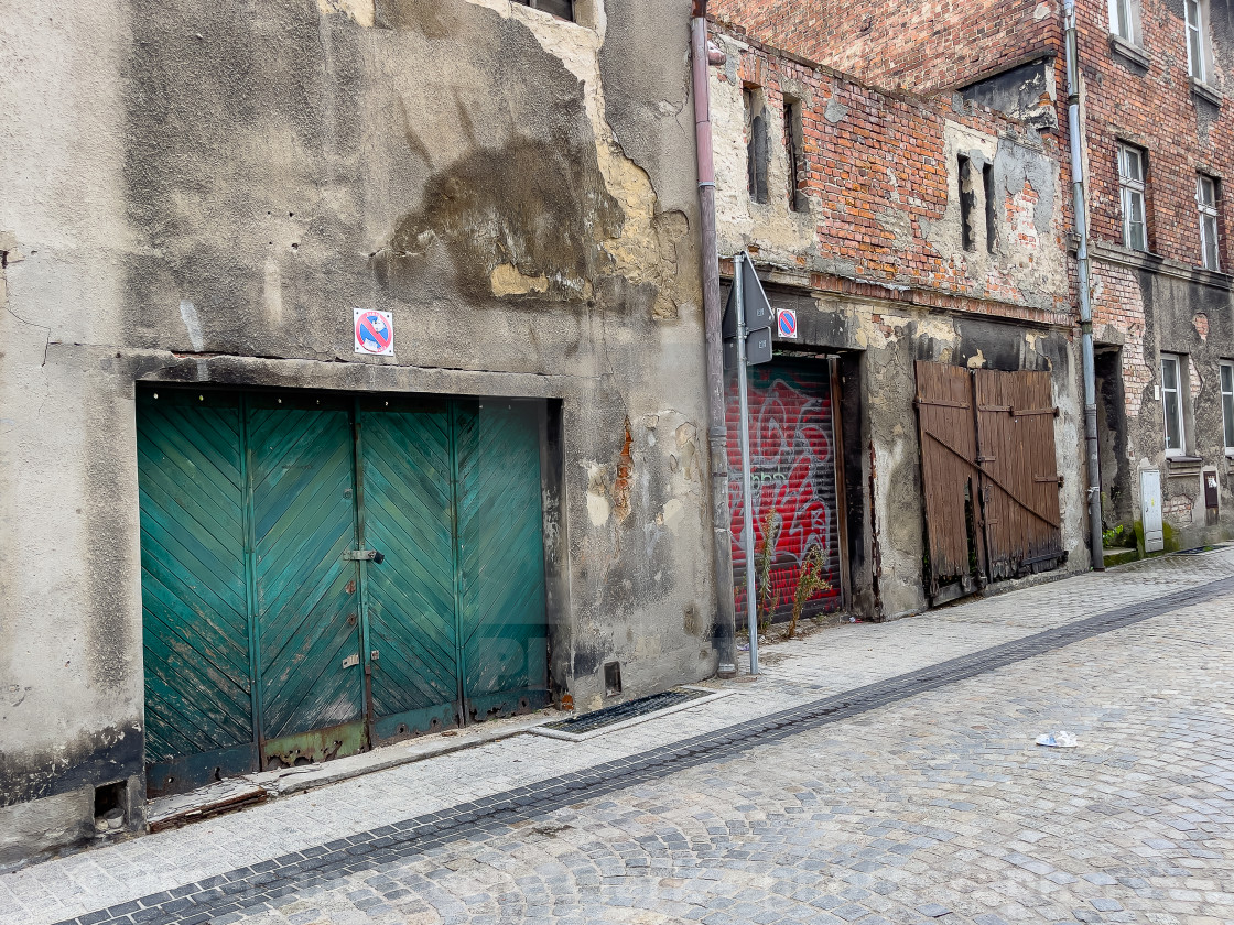 "Dilapidated Industrial Street Scene, Gliwice," stock image