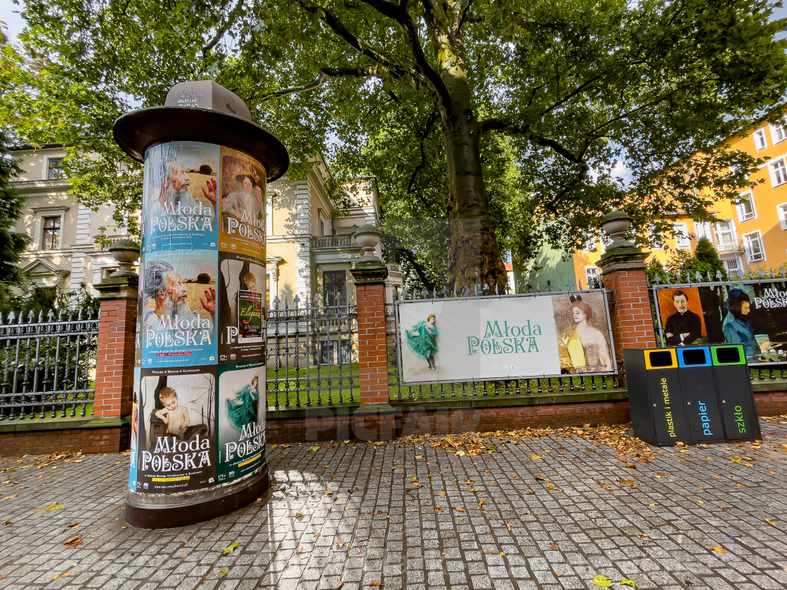 "Advertising Pillar, Gliwice,Poland." stock image