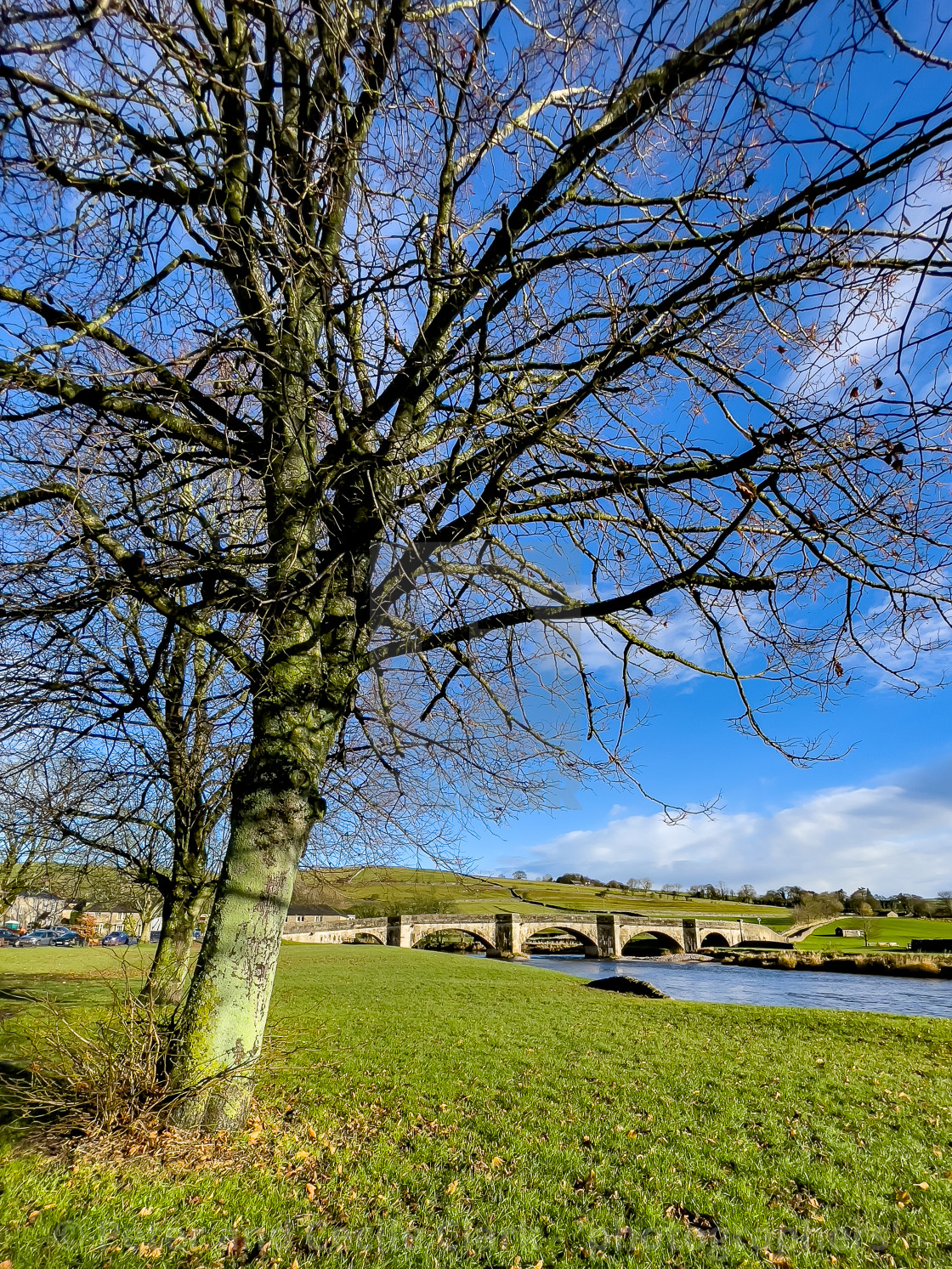 "Burnsall Bridge over the River Wharfe." stock image