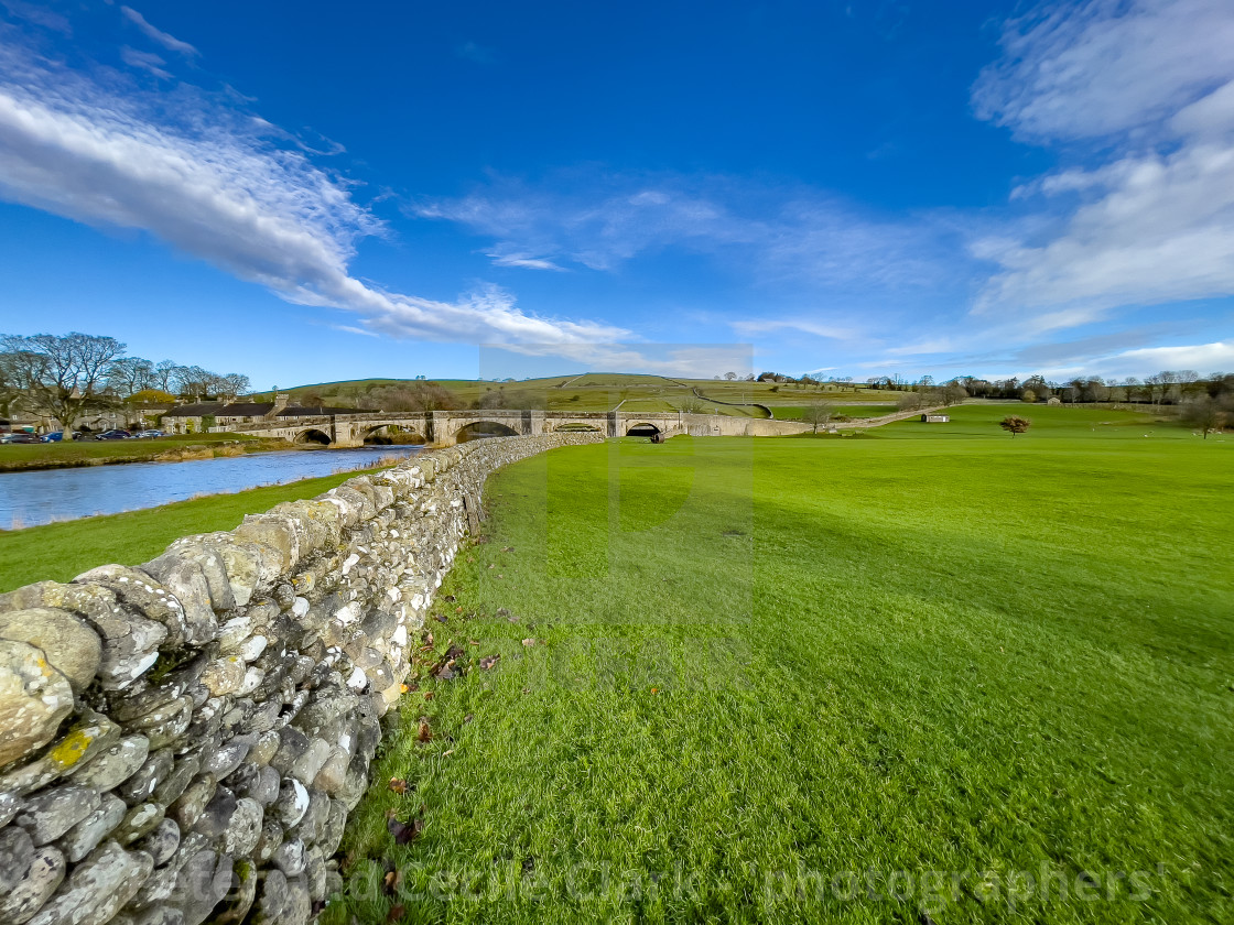 "Burnsall Bridge over the River Wharfe." stock image