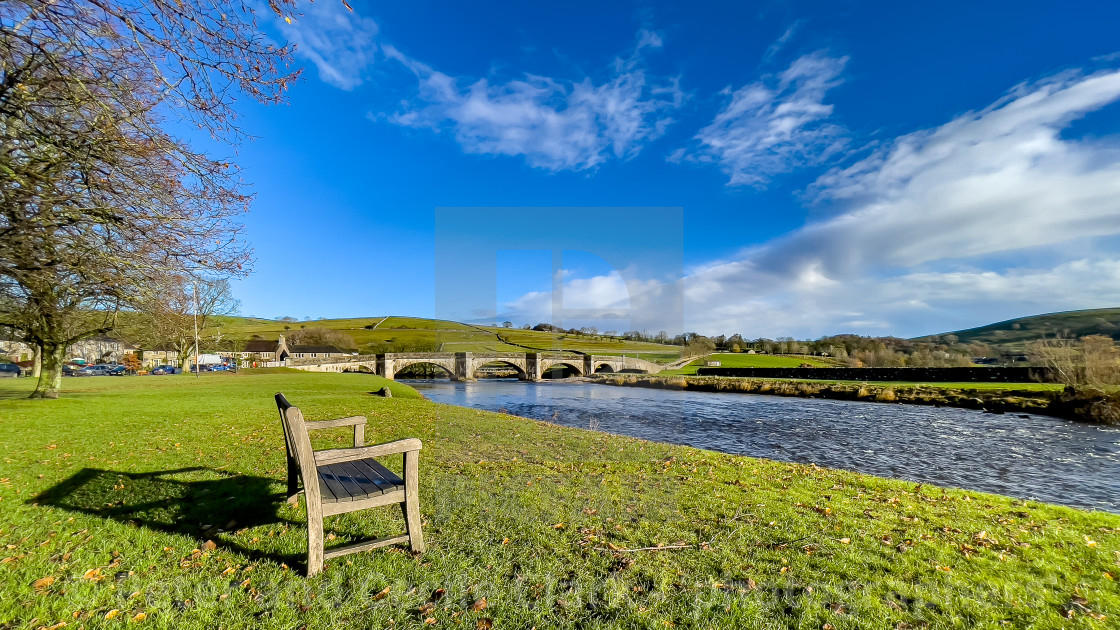 "Burnsall Bridge over the River Wharfe." stock image