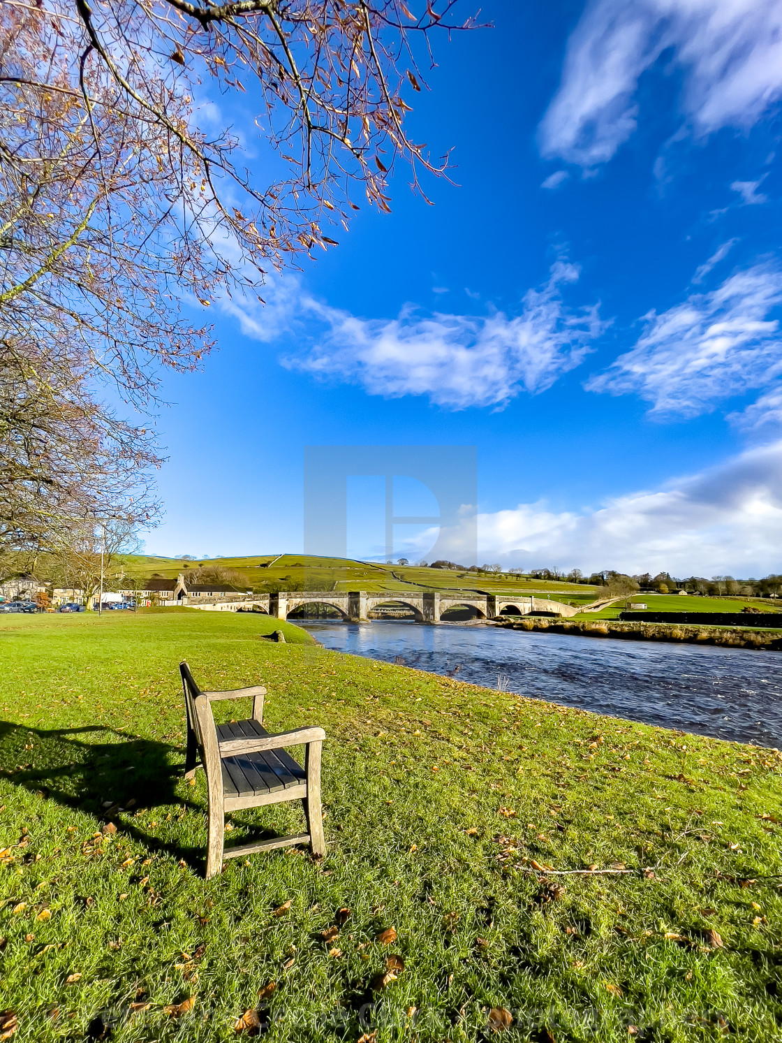 "Burnsall Bridge over the River Wharfe." stock image