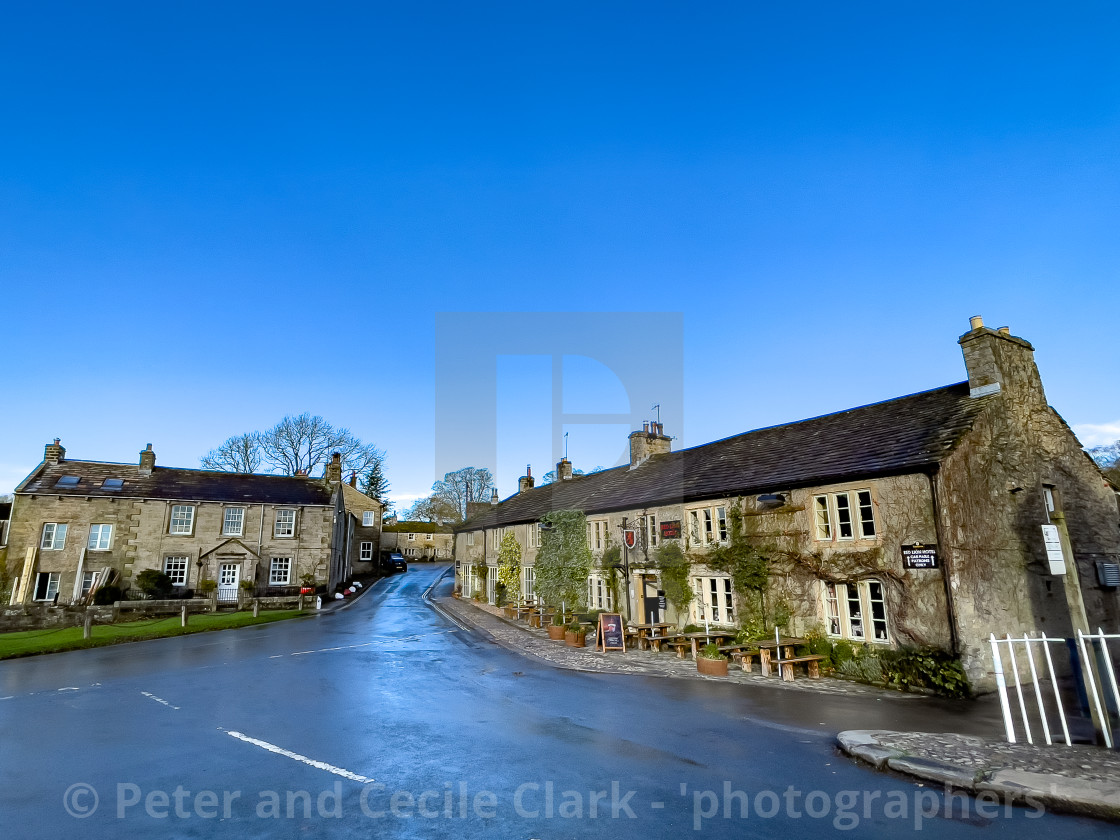 "Red Lion, Public House, Hotel, Restaurant Burnsall." stock image