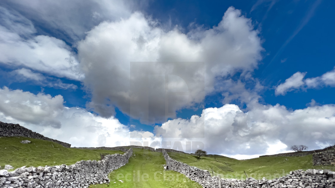 "Fields and Pastures, Grassington." stock image