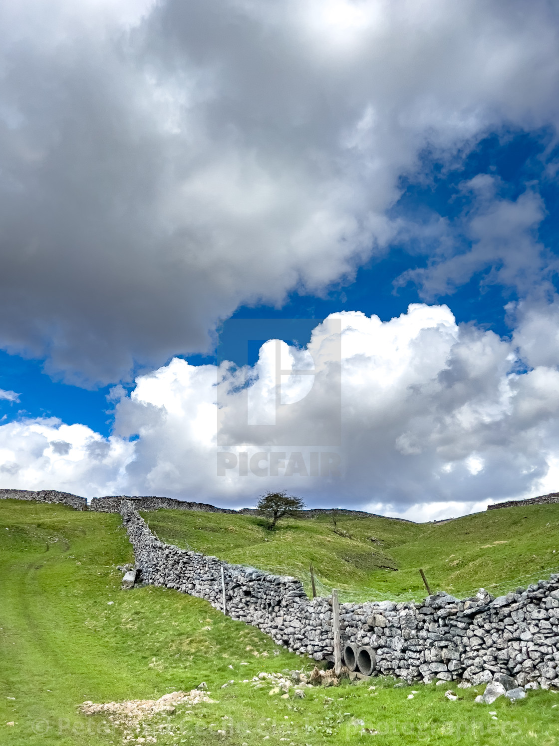 "Fields and Pastures, Grassington." stock image