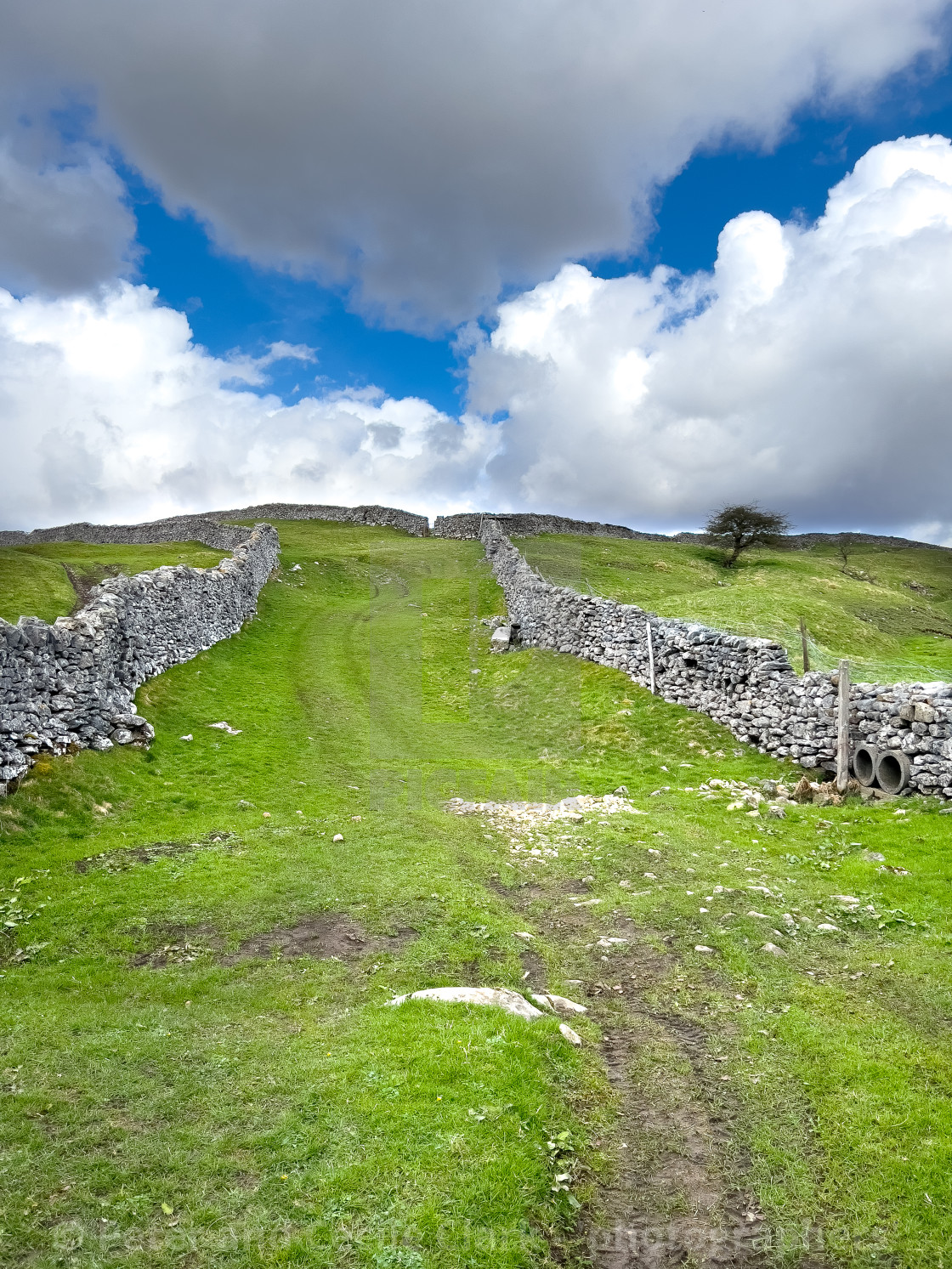 "Fields and Pastures, Grassington." stock image