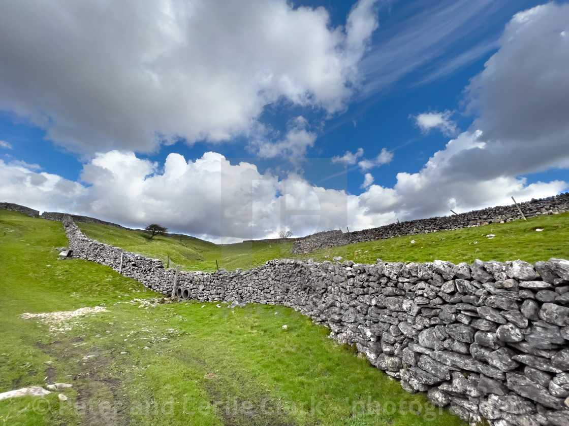 "Fields and Pastures, Grassington." stock image