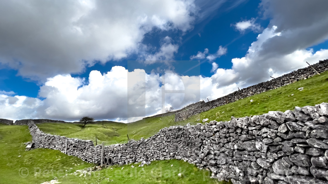 "Fields and Pastures, Grassington." stock image