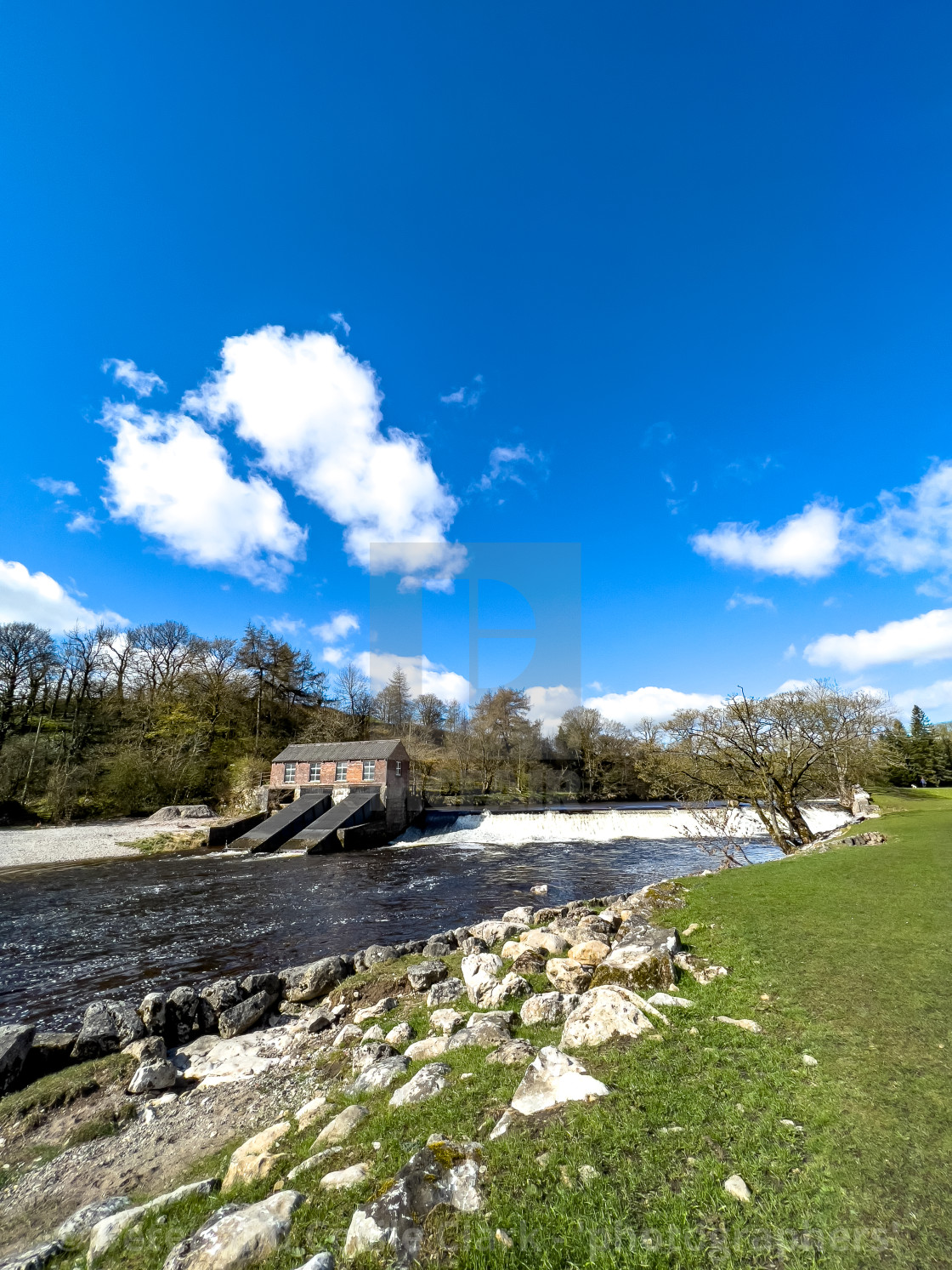 "Linton Falls Hydro on the River Wharfe." stock image