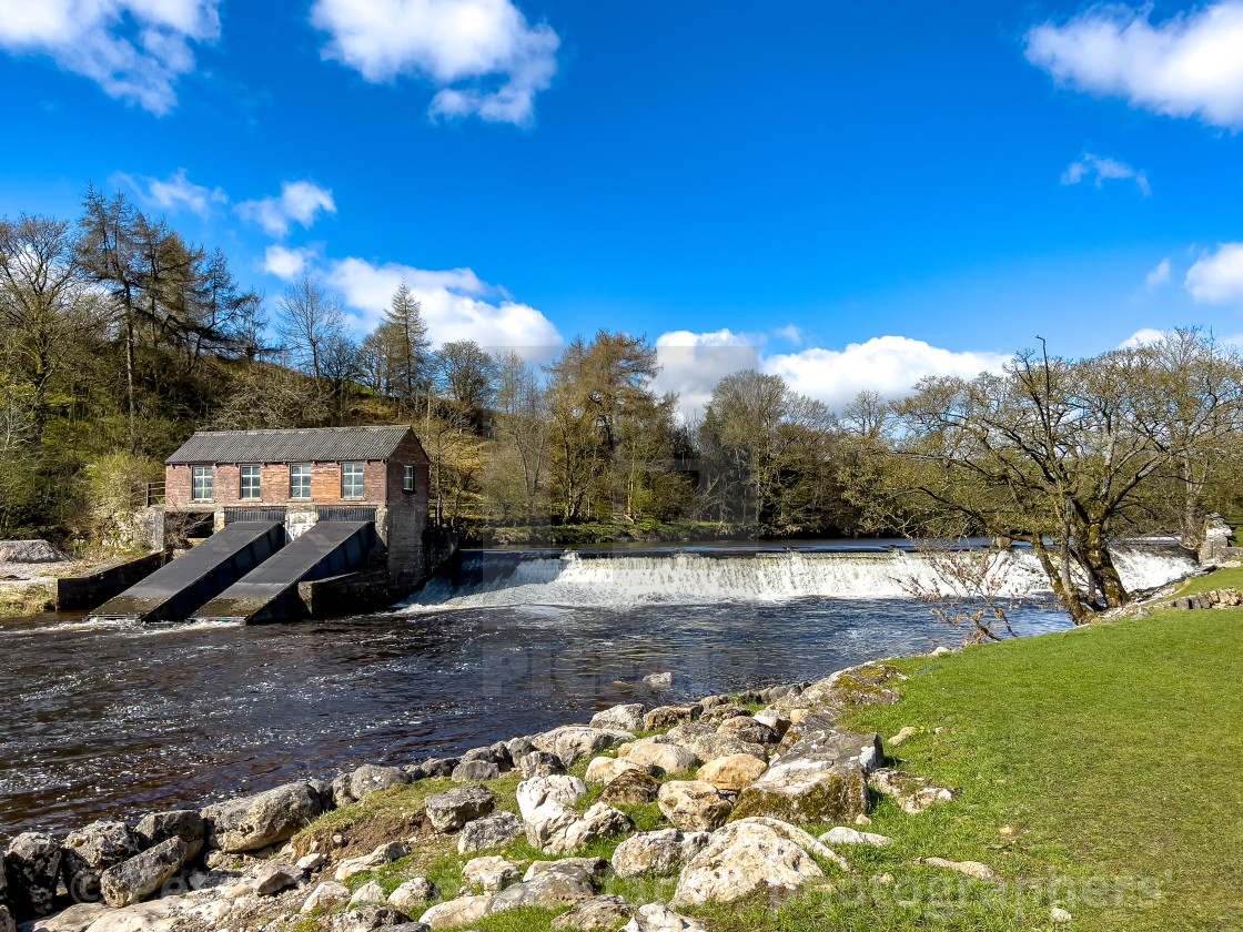 "Linton Falls Hydro on the River Wharfe." stock image